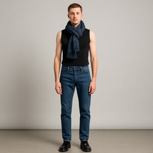 Chaps Mens Knitted Blue Scarf